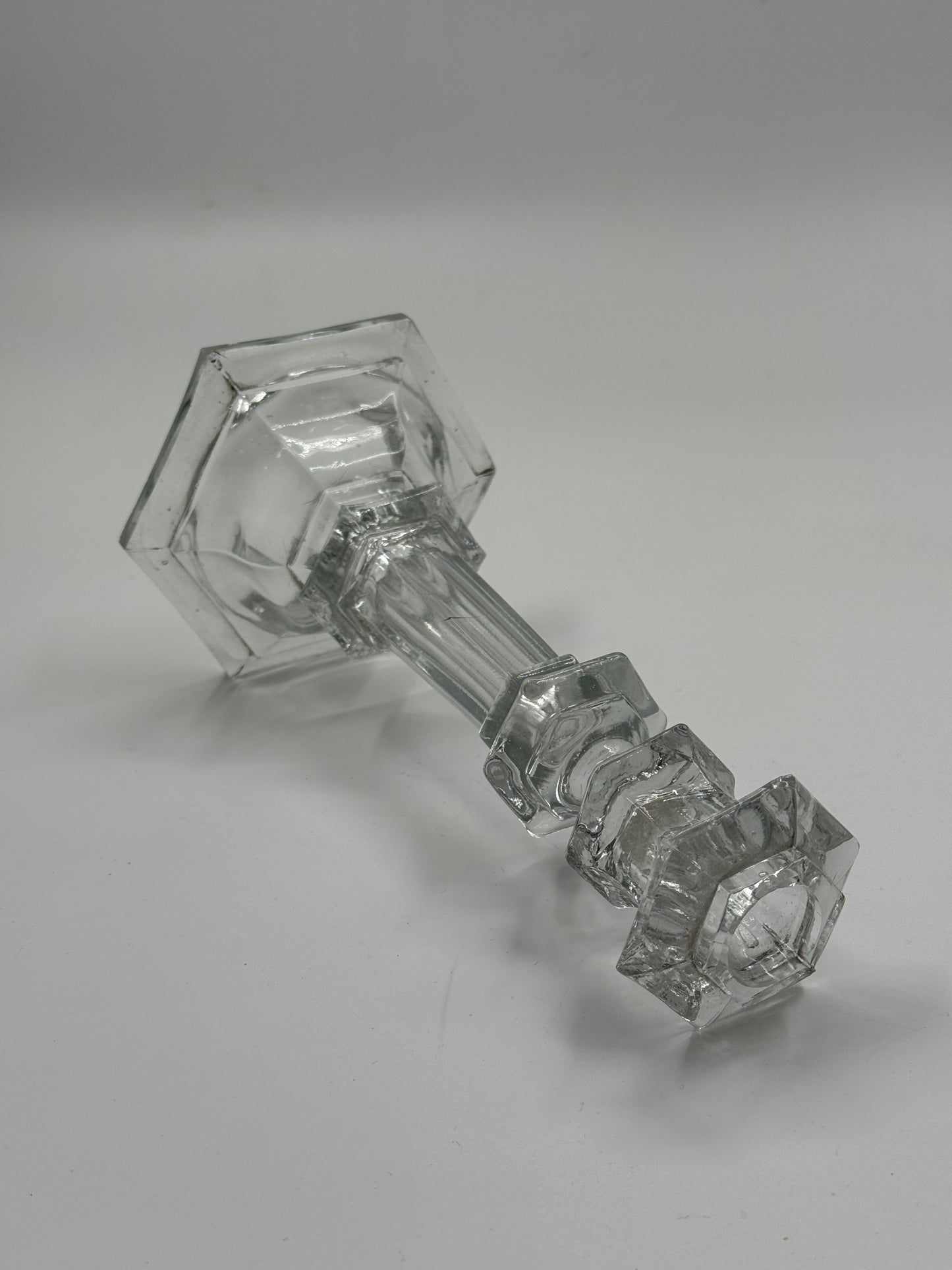 Vintage faceted glass candlestick