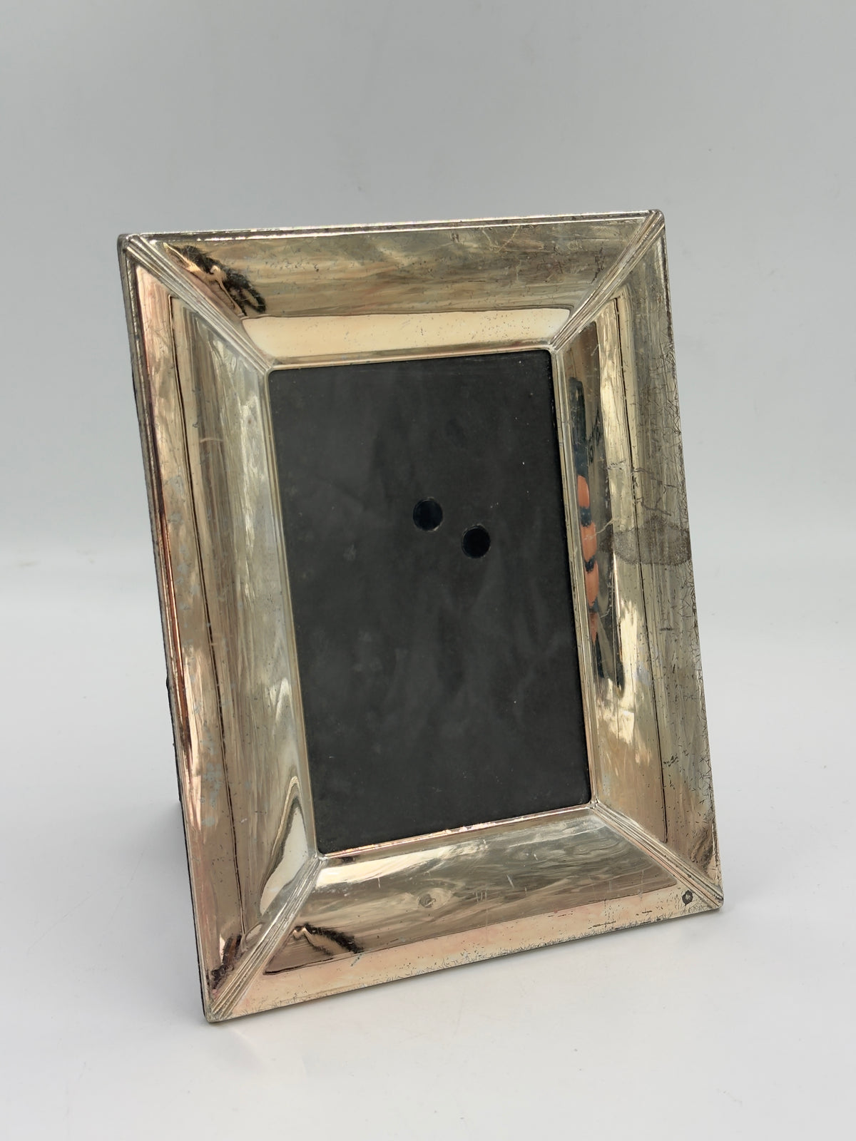 Vintage Silver-Plated Picture Frame with Stepped Mitred Border