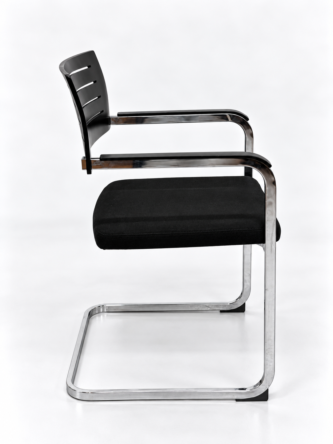 Set of 6 Züco Cantilever Armchairs, Black Wood & Chrome