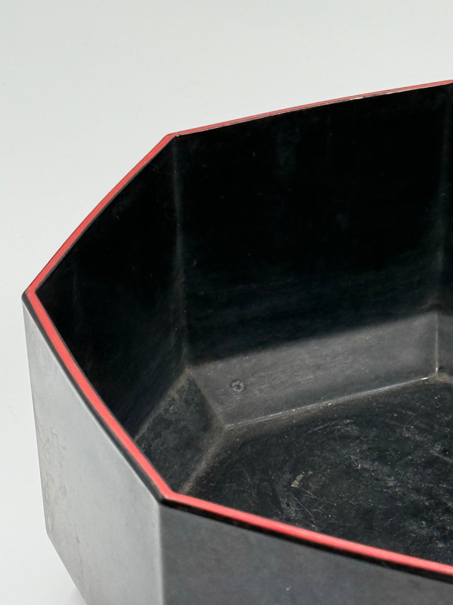 Black Arcoroc Tray Octagonal with Red Line