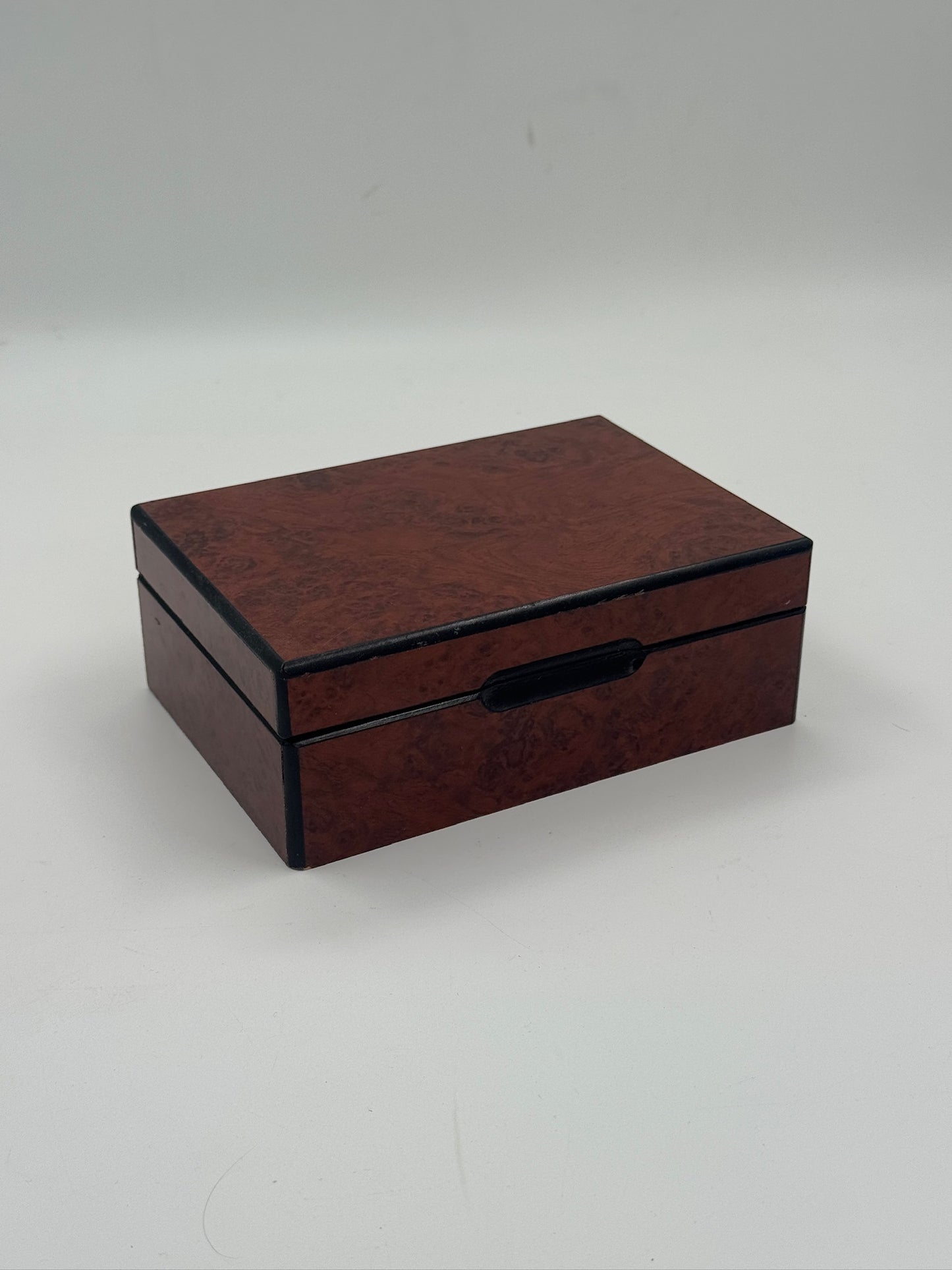 Vintage Burl Wood Jewellery Box with Mirror