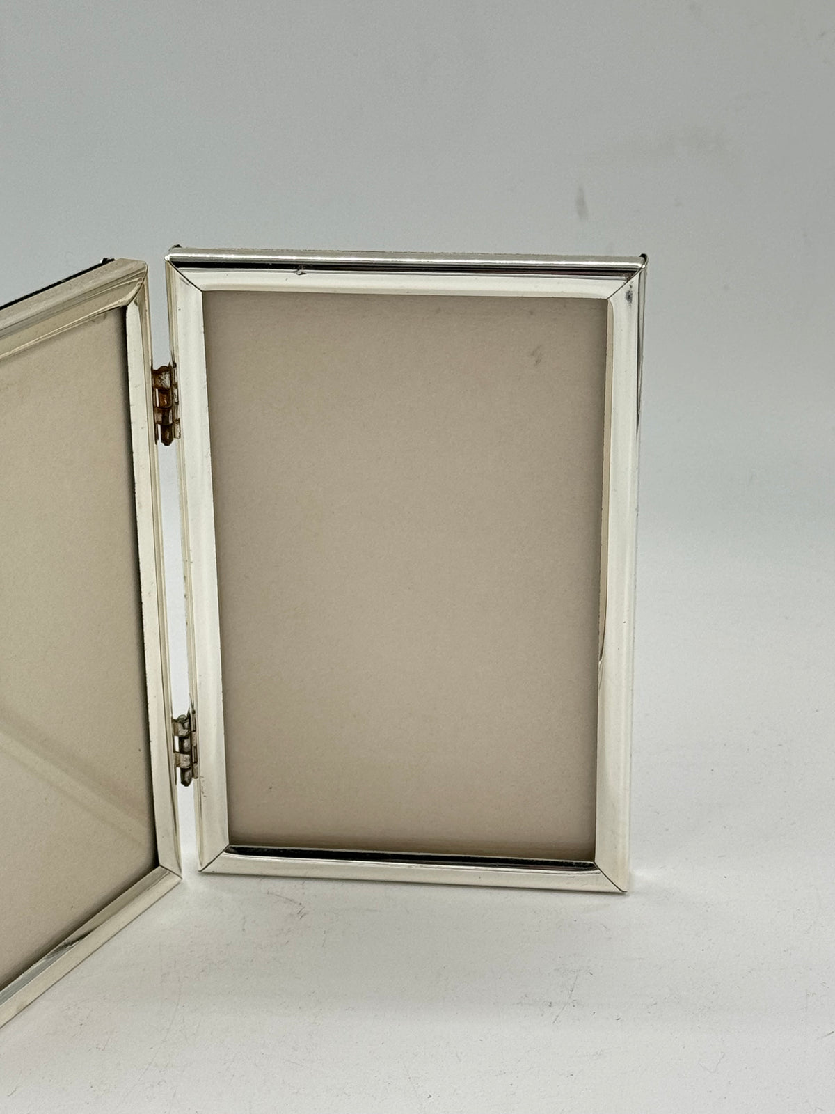 Vintage Silver-Plated Double Photo Frame, Hinged Book-Style