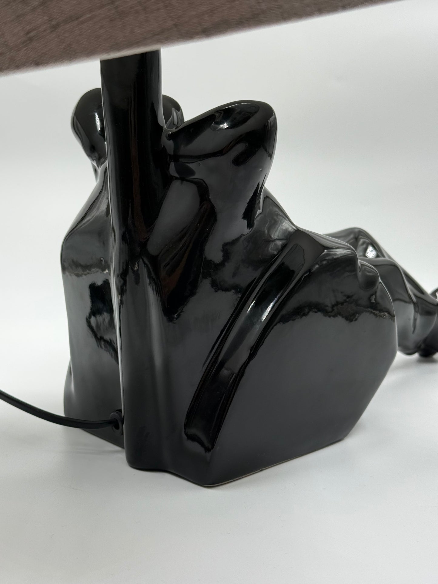Sculptural “Reclining Figure” Lamp Gloss Black Ceramic