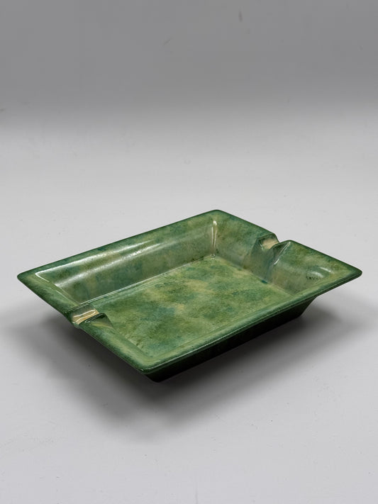 Green Ceramic Ashtray Mid-Century Modern Glaze