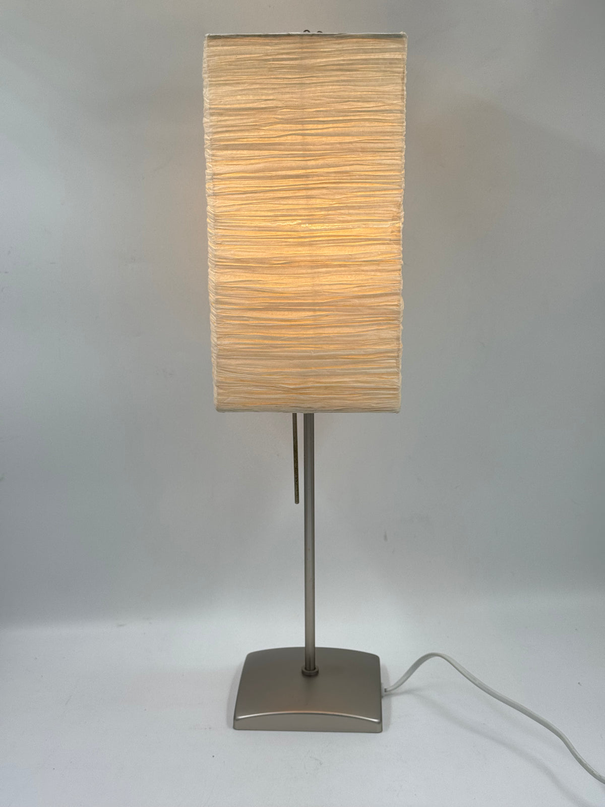Vintage Crinkled Rice Paper Table Lamp, Matte Metal Base