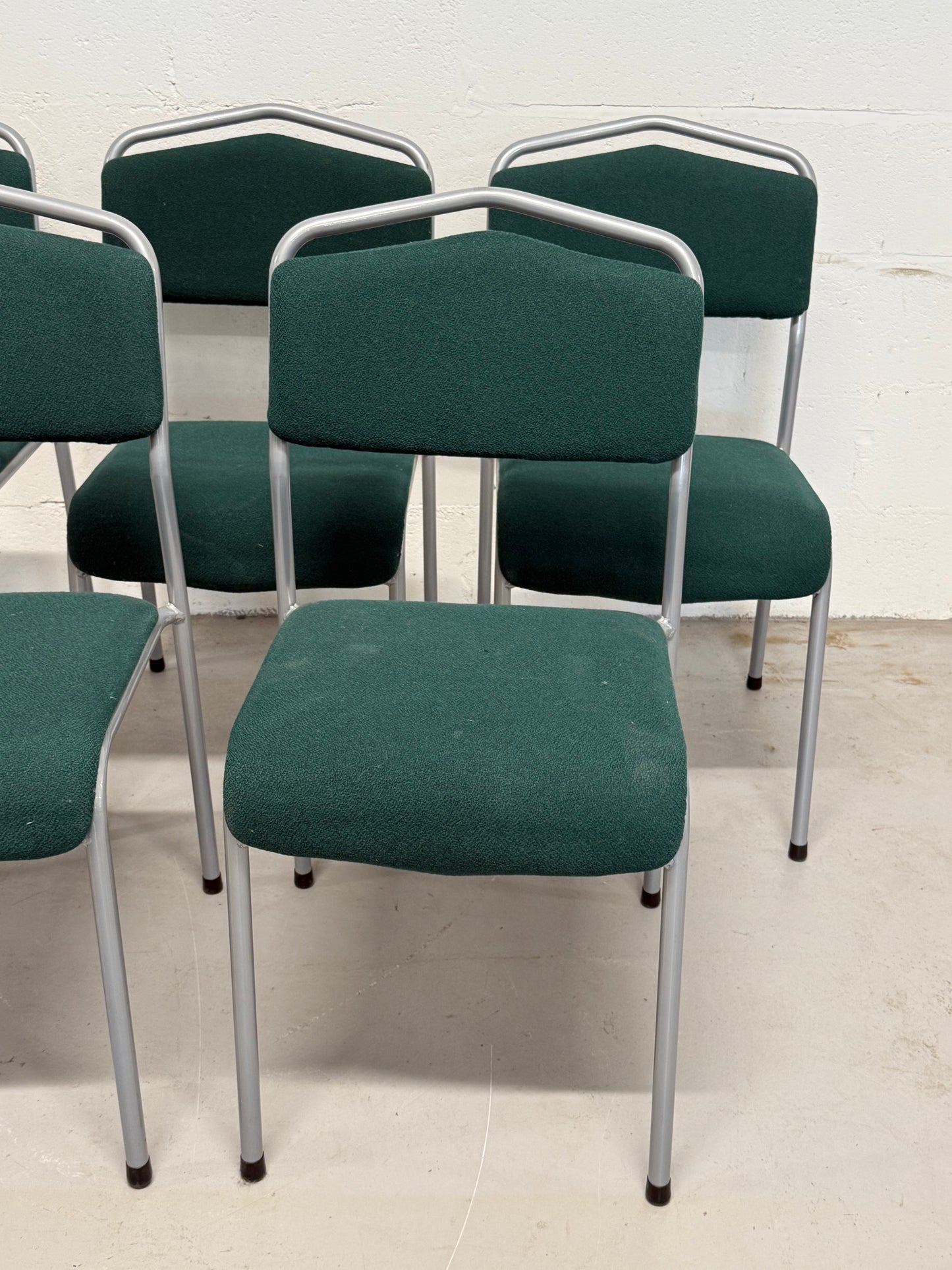 Set of 5 Vintage Green Upholstered Chairs
