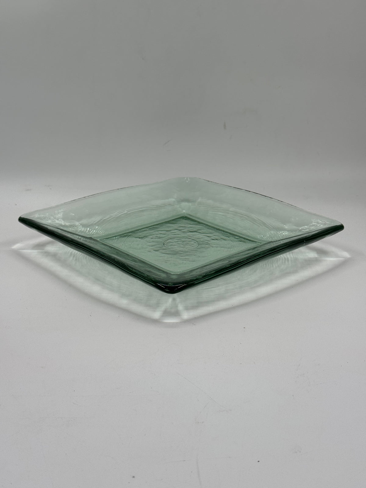 Sculptural Square Glass Tray Textured Wave Finish