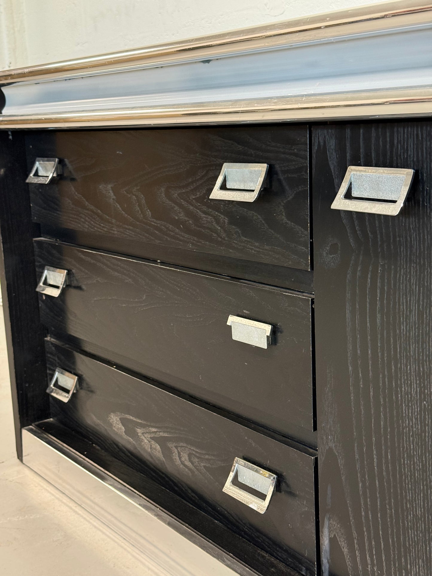 Vintage Black Lacquer Chrome sideboard