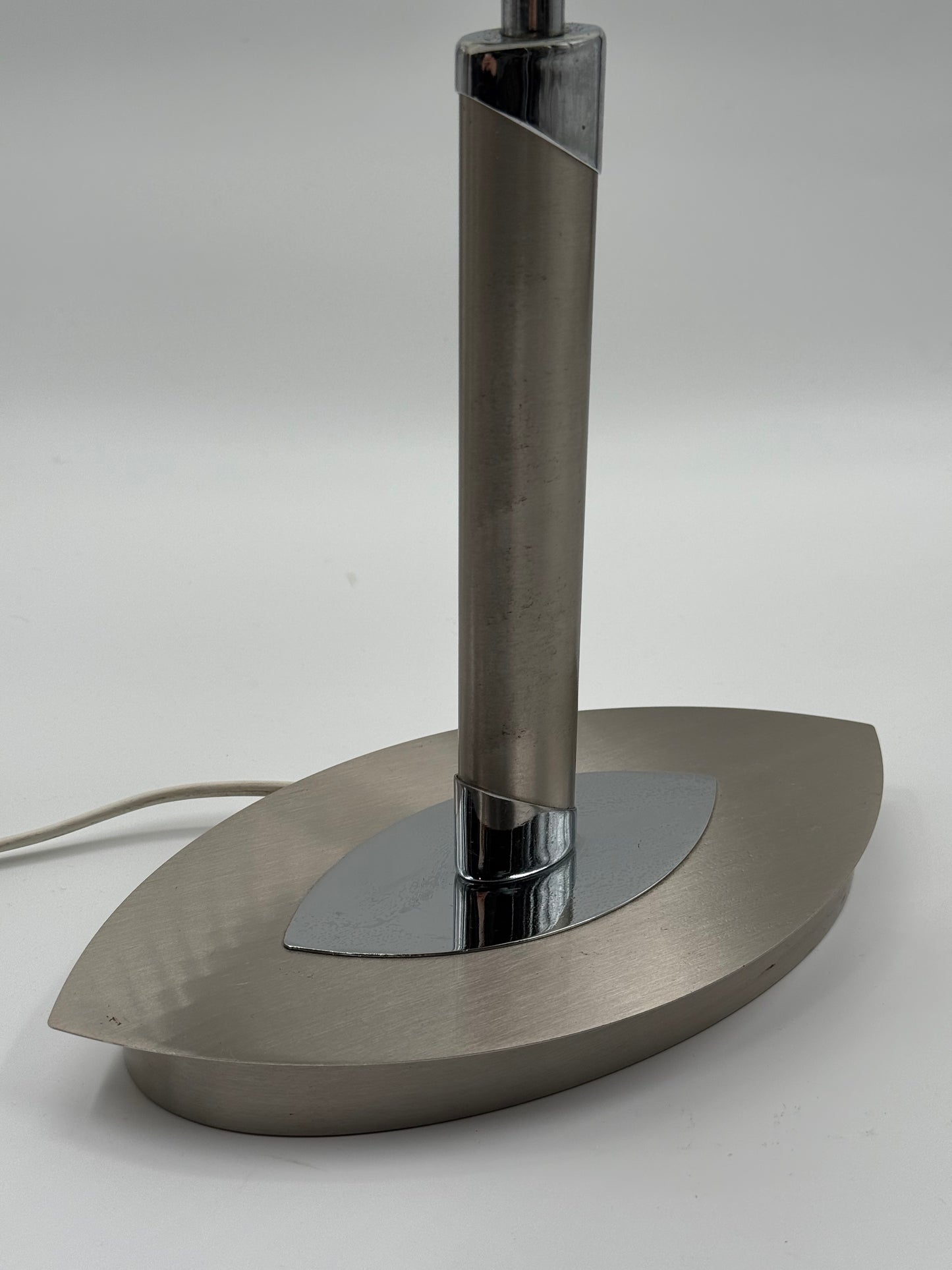 Mid-Century Opaline & Steel Dome Lamp