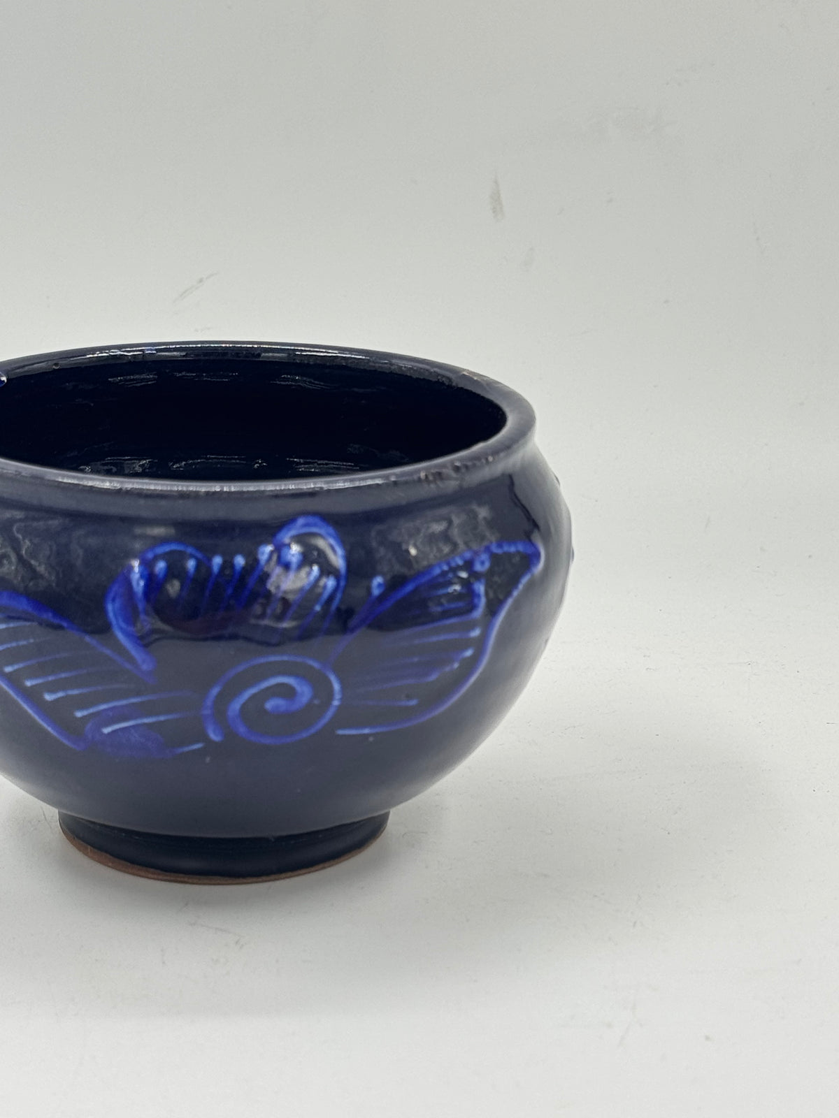 Vintage Handmade Cobalt Blue Ceramic Bowl