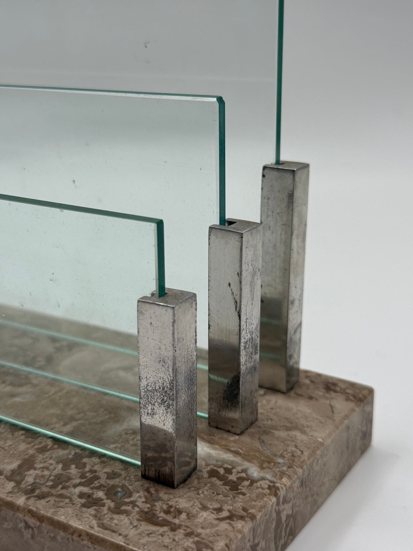Marble & Glass Desk Organizer Layered Plates (1970s)