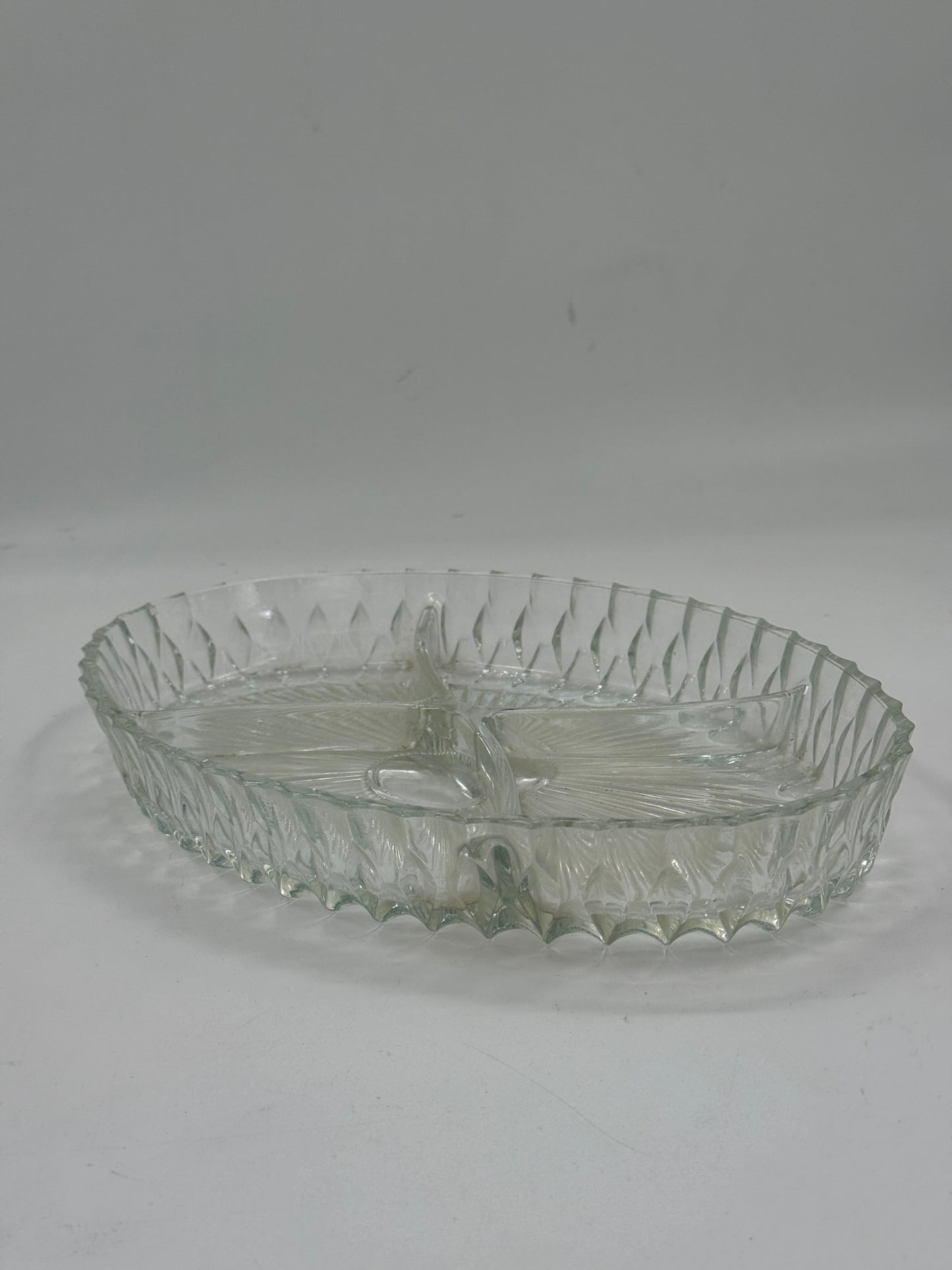 Vintage Pressed Glass Sectioned Relish Dish