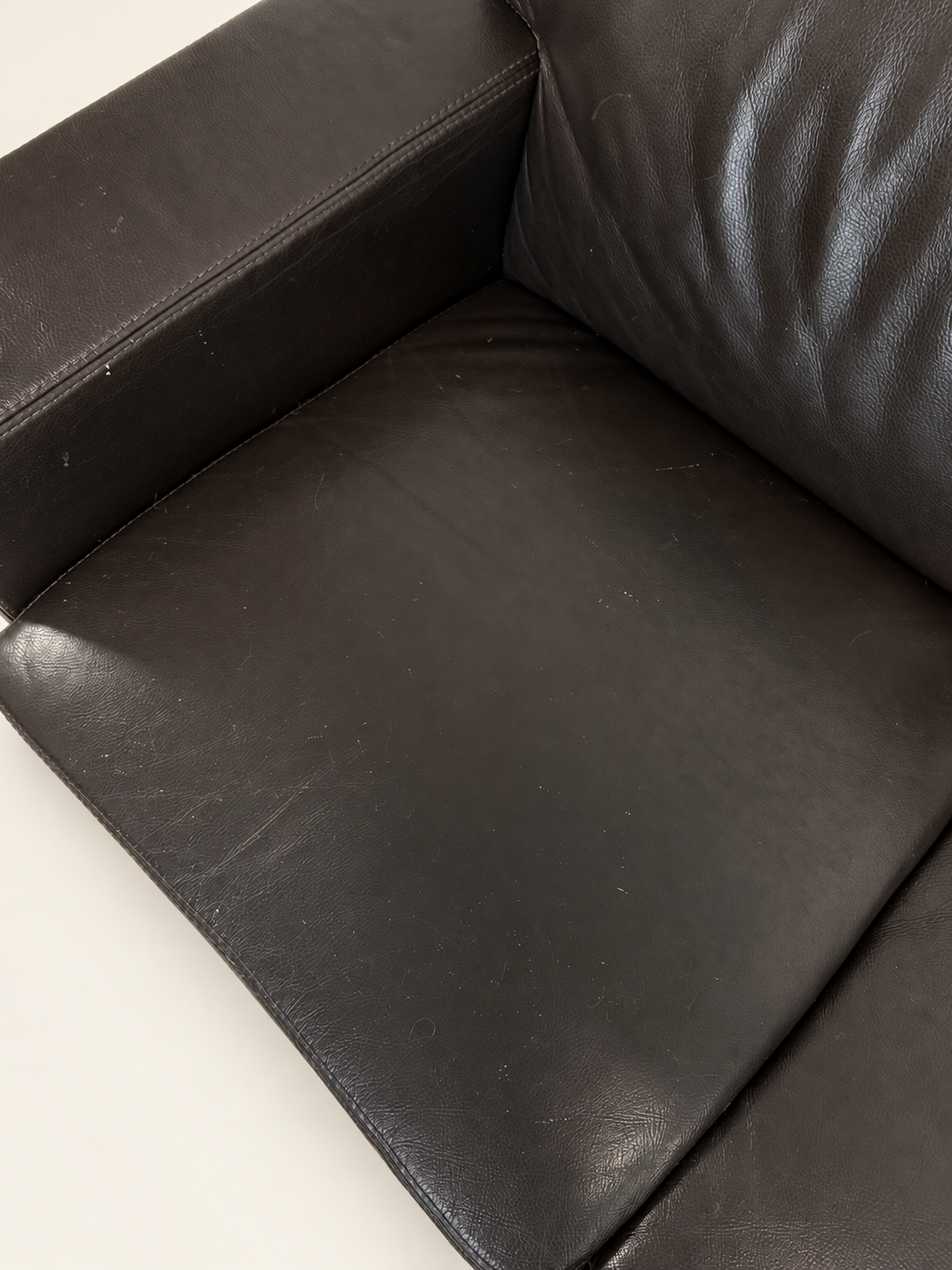Brown Leather 3-Seater Sofa