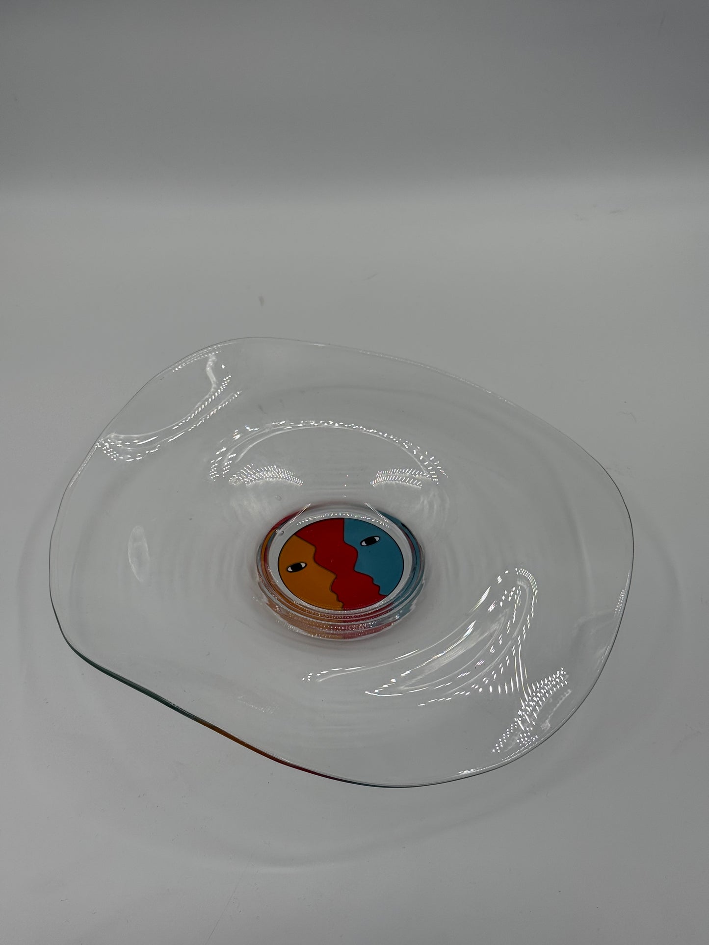 Asymmetrical Glass Plate with colorful faces