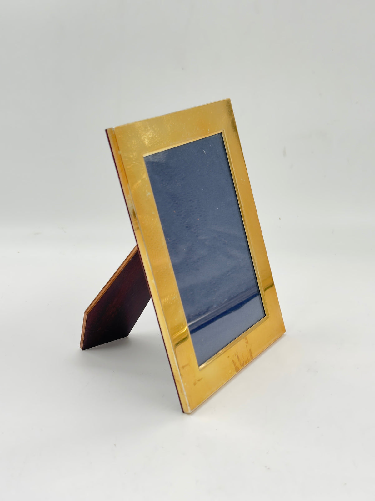 Vintage Gold-Tone Metal Picture Frame with Wood Easel Back