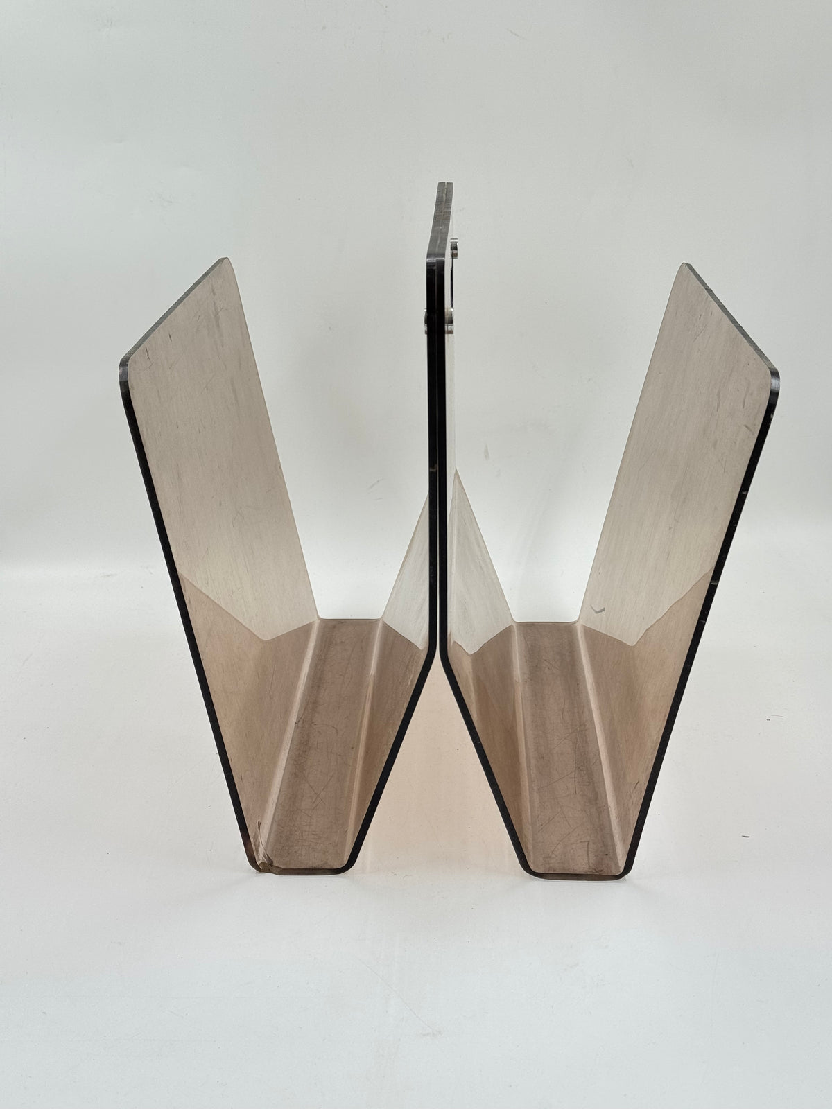 Vintage Smoked Lucite Magazine Rack