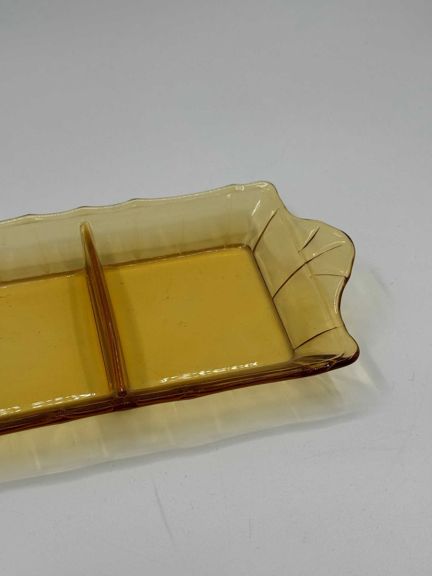 Vintage amber glass divided tray
