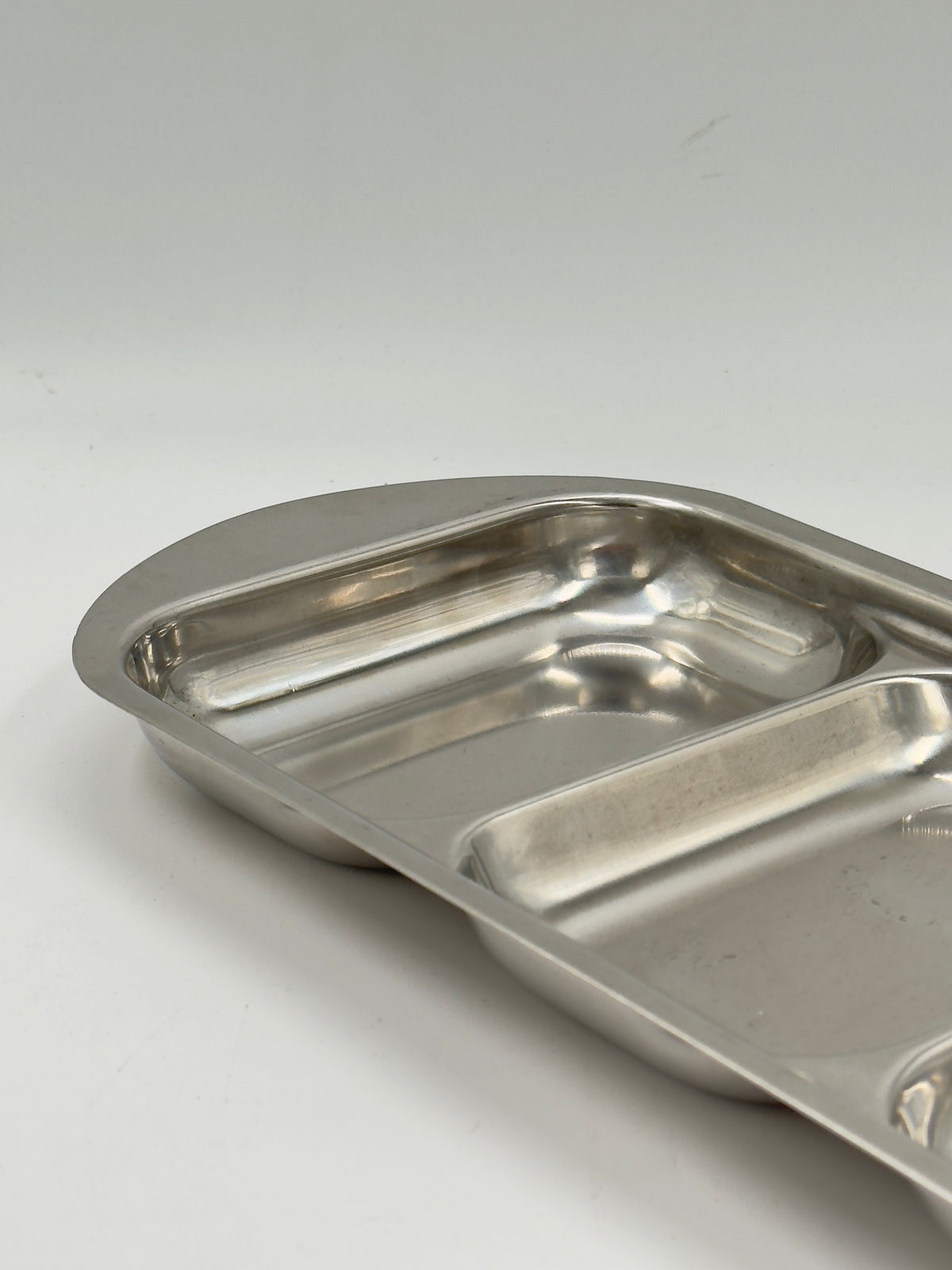 Vintage Stainless Steel Three-Section Serving Tray