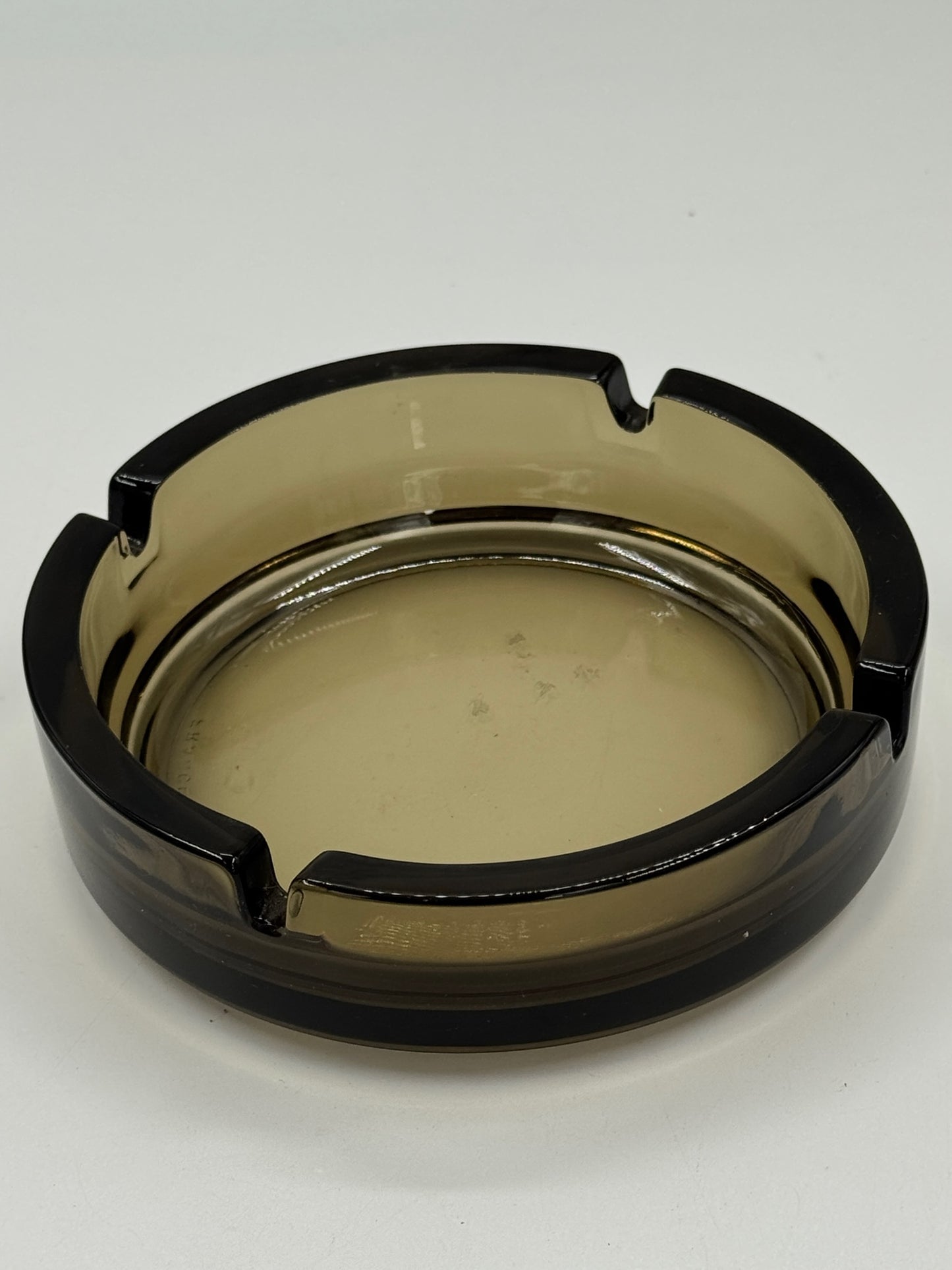 Vintage Smoked Glass Round Ashtray
