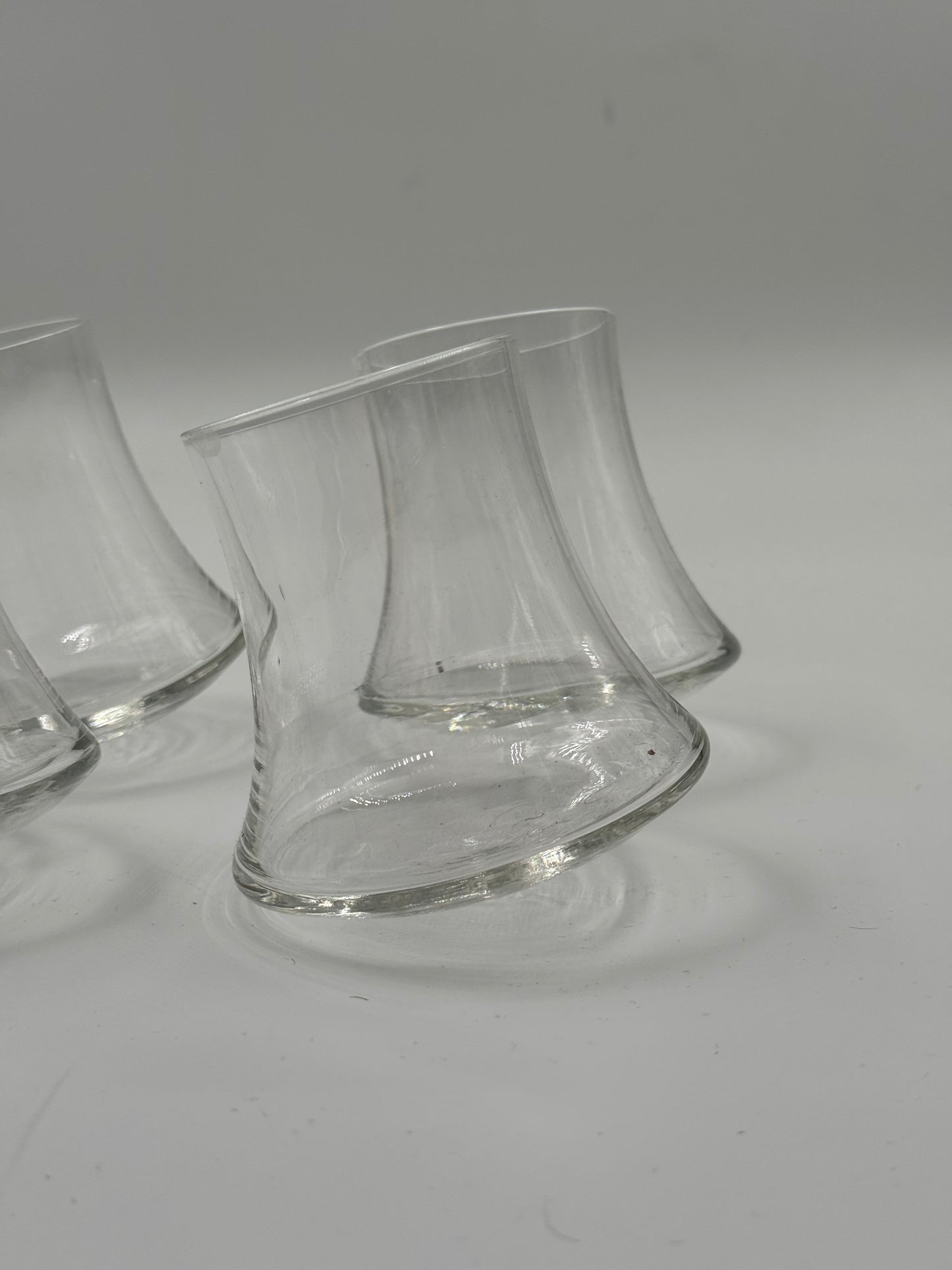 Set of 4 Curved Glass Tumblers Modernist Design