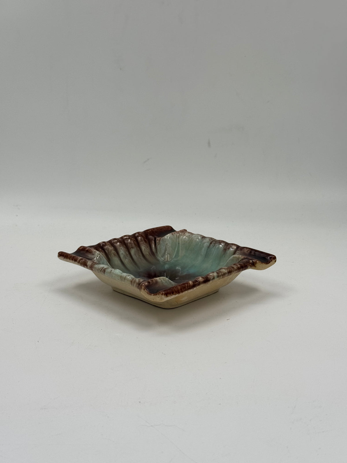 Vintage Studio Ceramic Leaf-Form Catchall, Green Drip Glaze