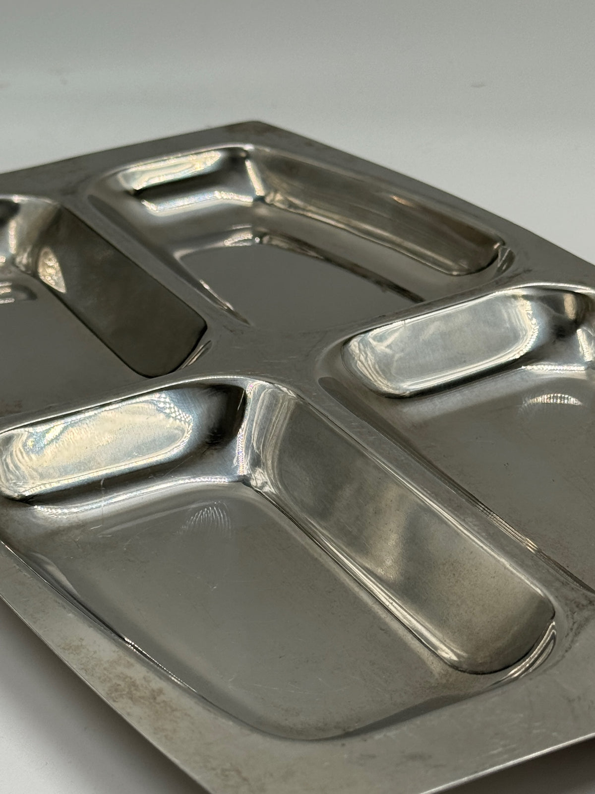 Vintage Stainless Steel Four-Section Hors d'Oeuvre Tray