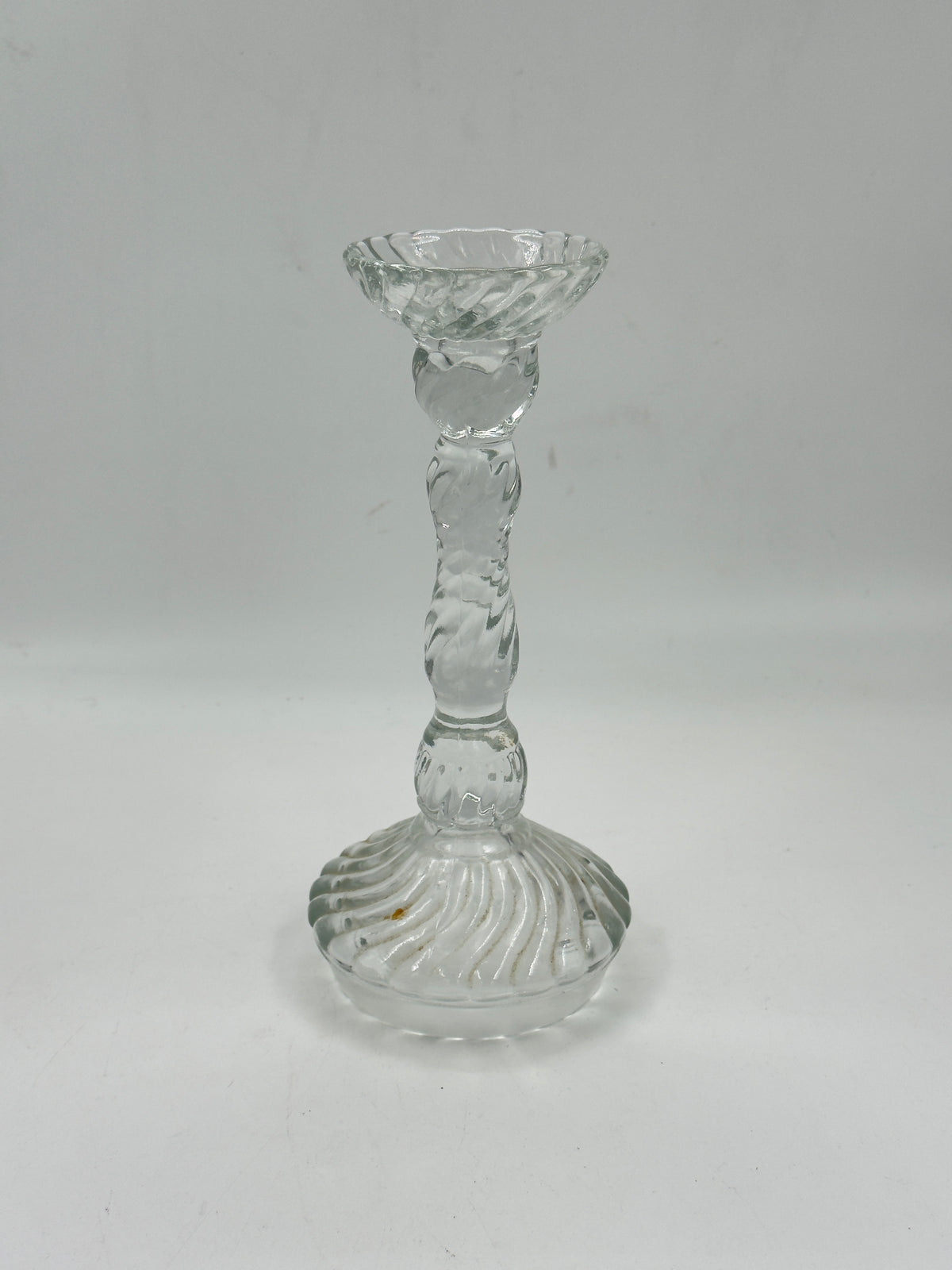 Vintage Swirled Pressed Glass Candlestick