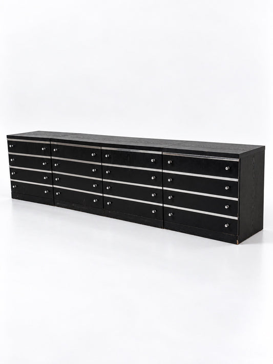 Modular Enfilade, Black Ash & Aluminium, 1970s