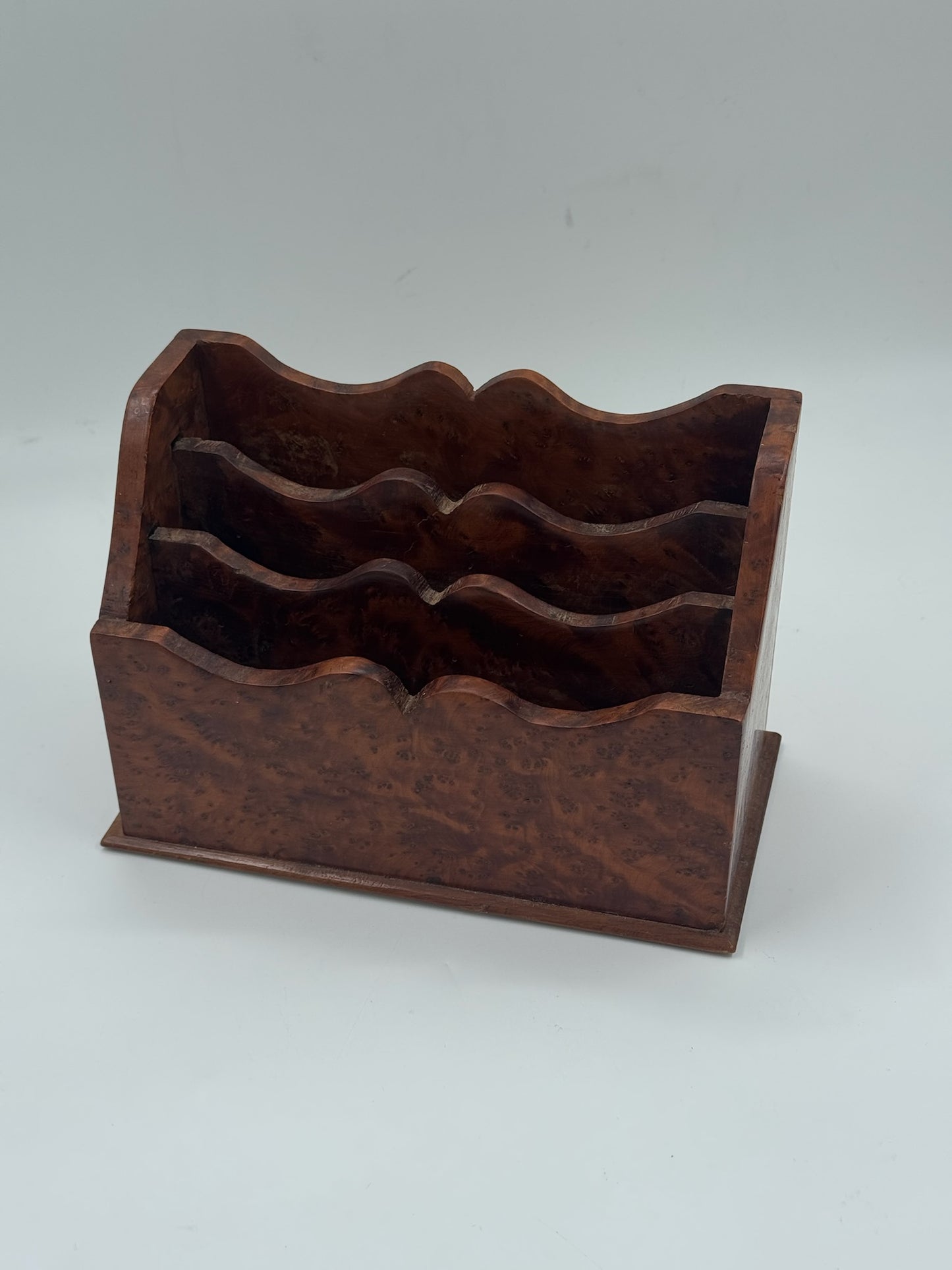 Vintage Burl Wood Letter & Document Holder