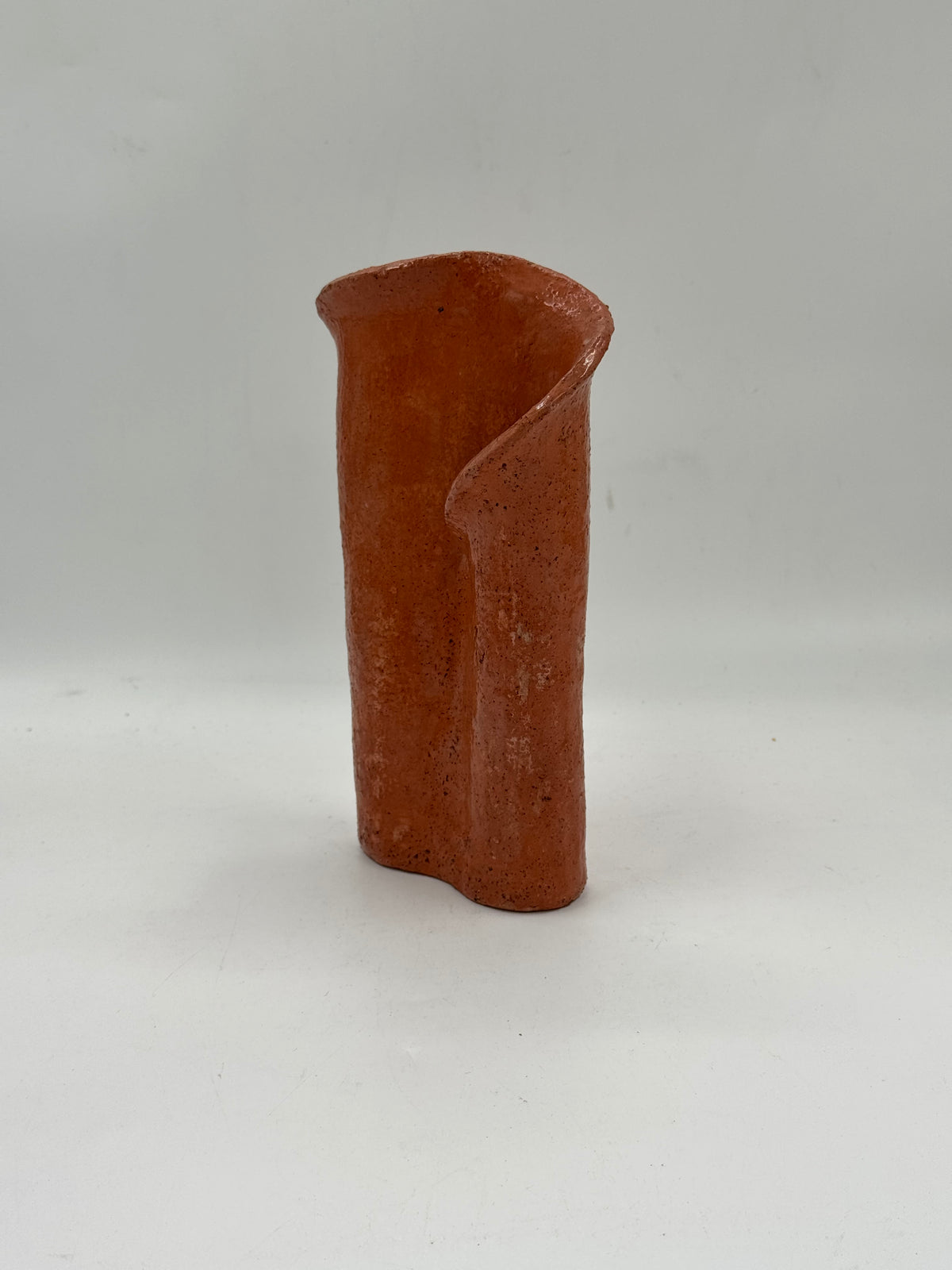 Sculptural Studio Pottery Vase, Double-Spout Terracotta