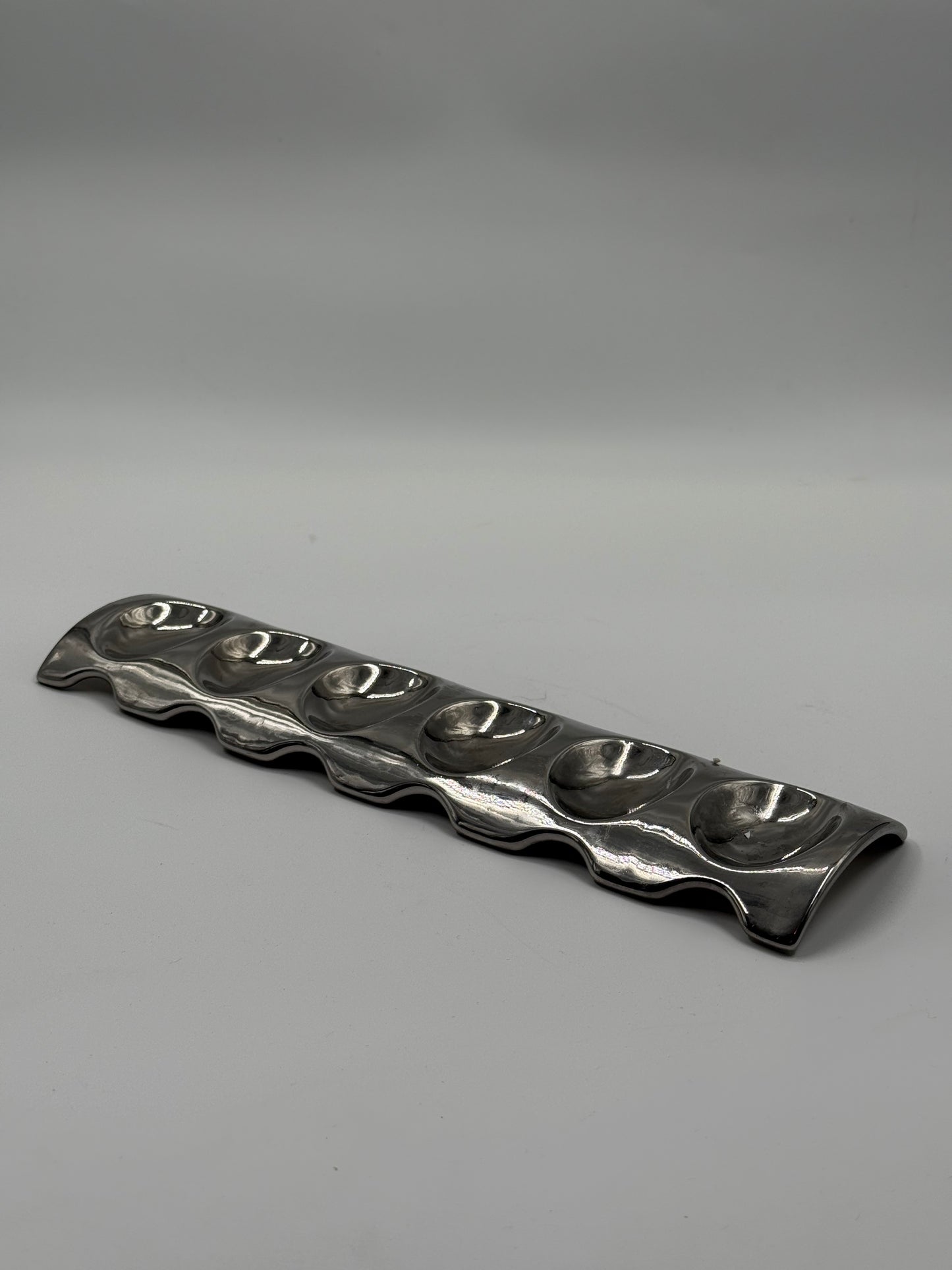 Long Stainless Steel Wave Tray (Multiple Compartments)