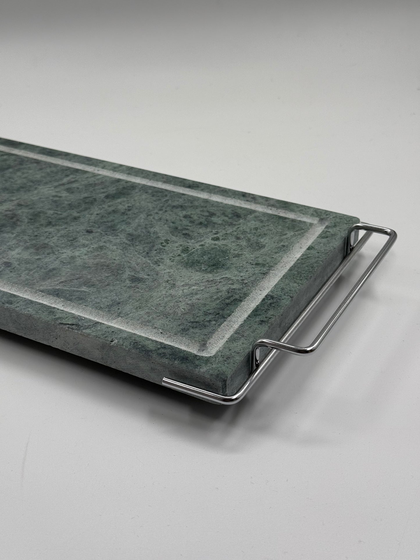 Green Marble Serving Tray with Metal Handles — Modernist Tray