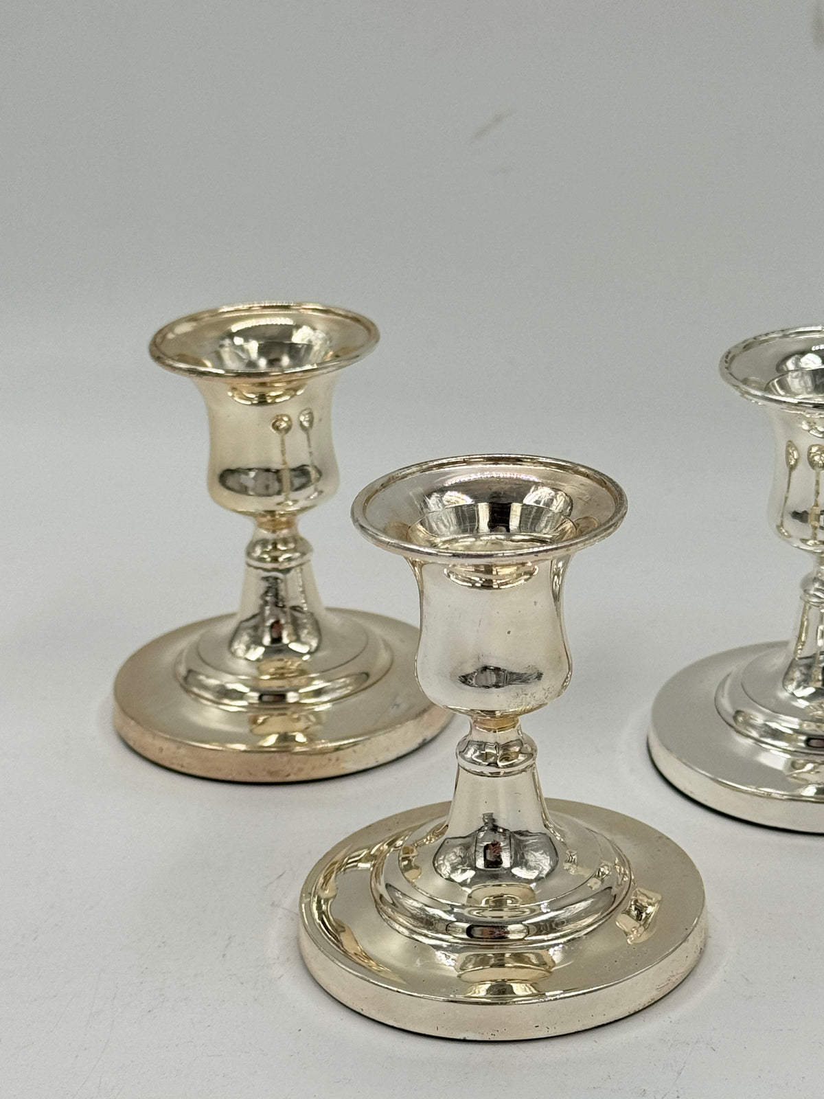 Set of 3 Vintage Silver-Plated Candlesticks