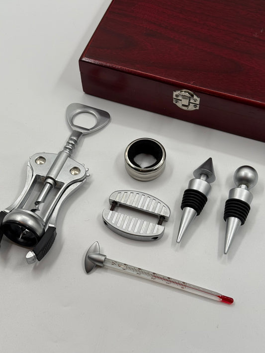 Sommelier’s Ritual Set Chrome Tools in Mahogany Presentation Box