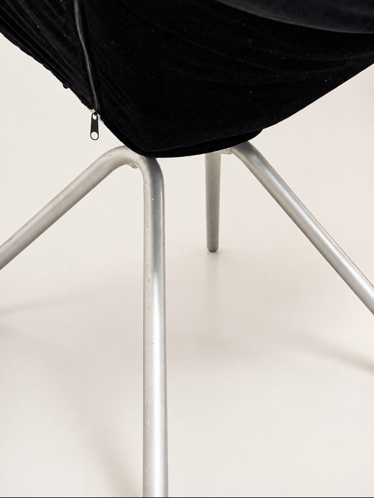 Vintage Black Velvet Swivel Lounge Chair, Sculptural Butterfly Shape