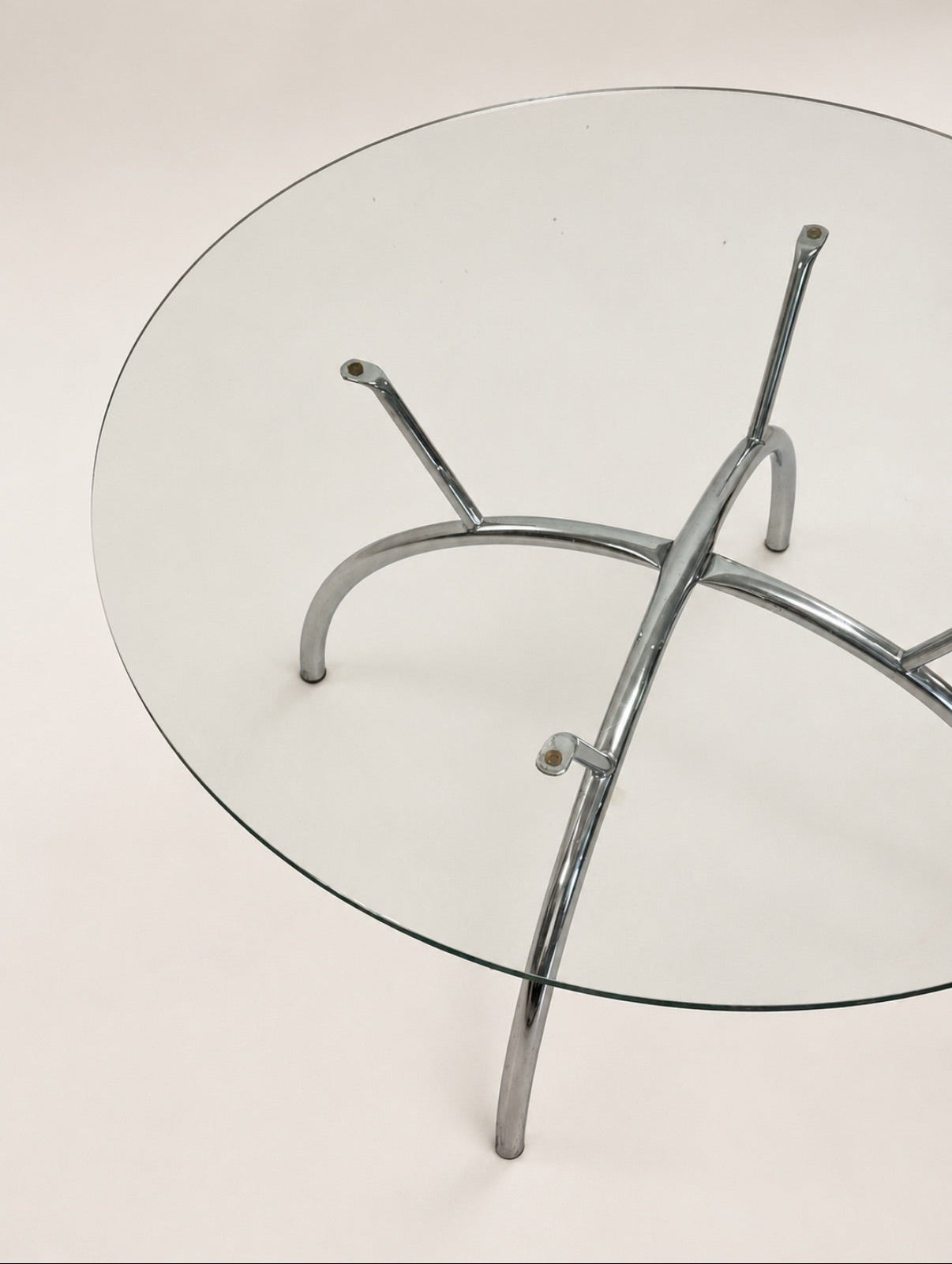 IKEA Spider-Leg Chrome and Glass Round Coffee Table, 1980s