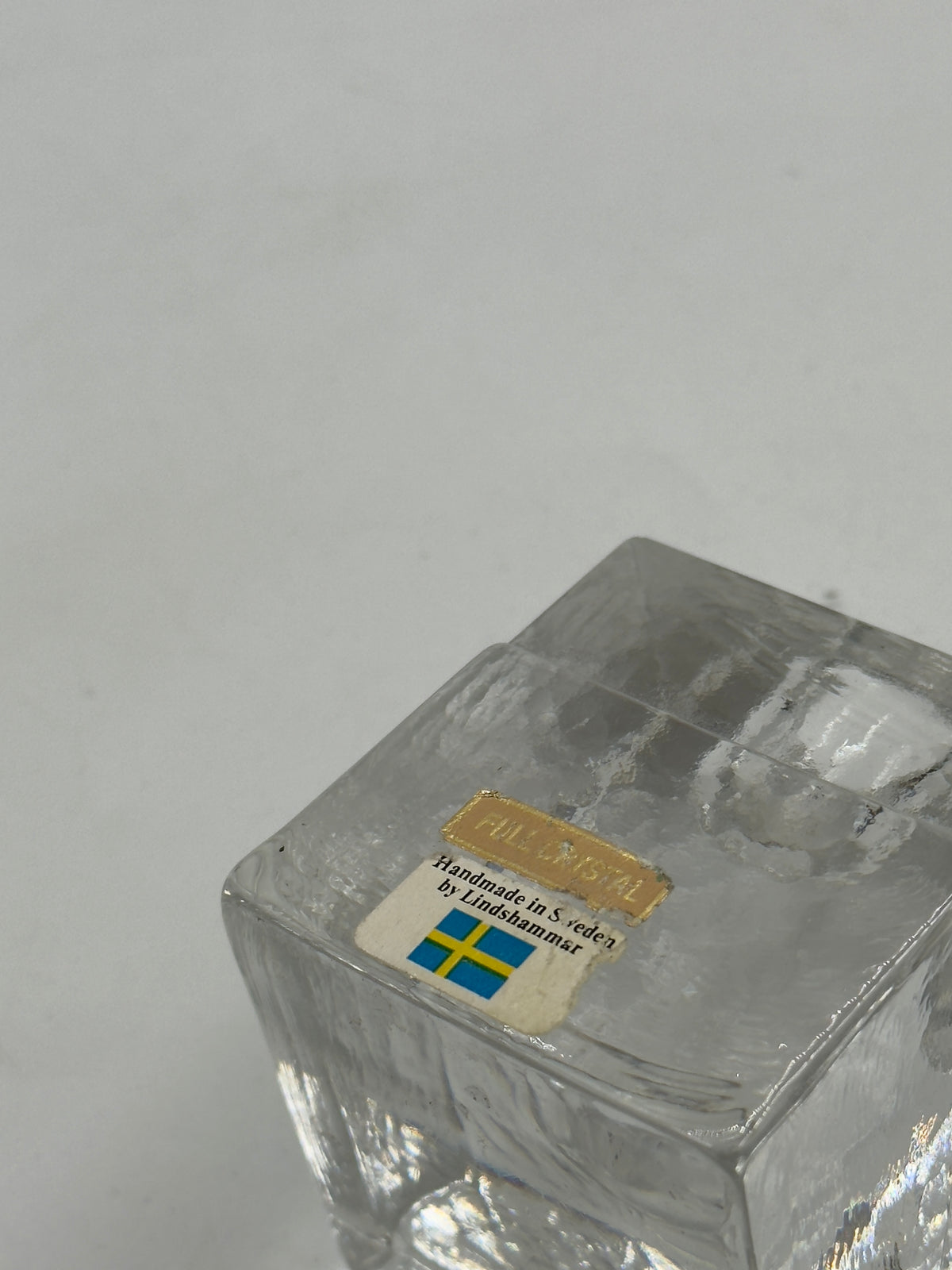 Pair of Lindshammar Swedish Full Crystal Cube Candle Holders