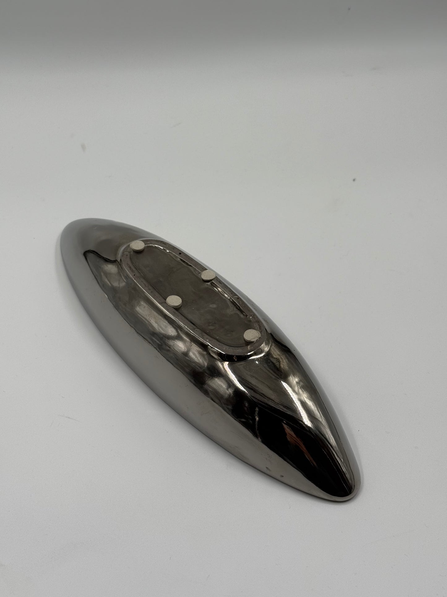 Elongated Chrome Vessel Minimalist Centerpiece