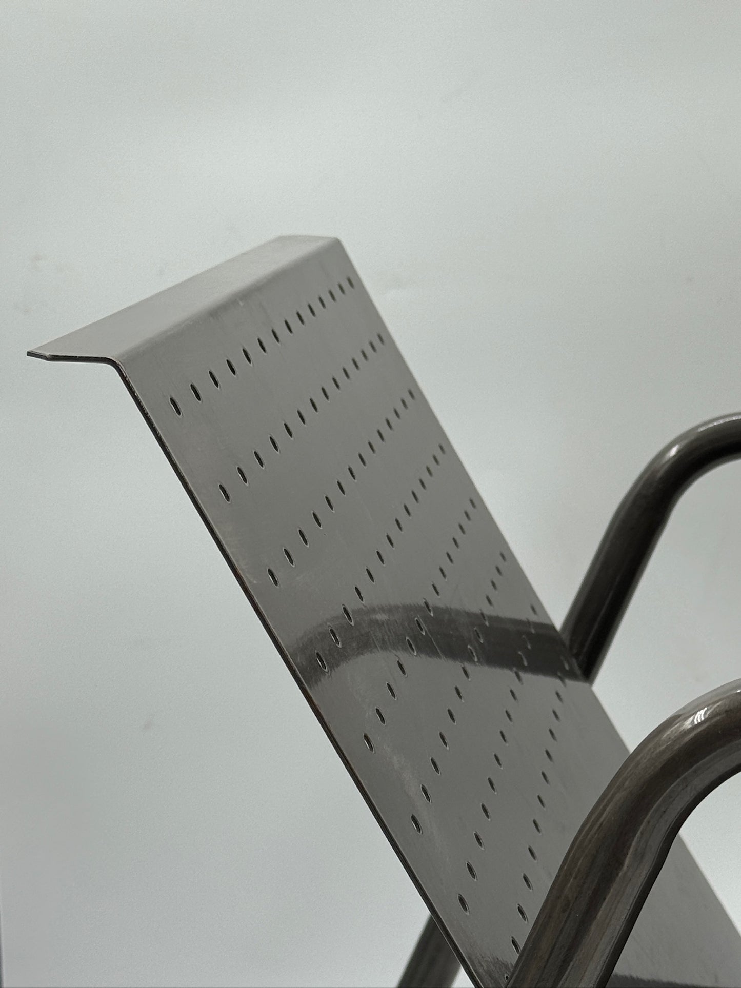 Vintage Perforated Steel Magazine Rack, Italian High-Tech Style