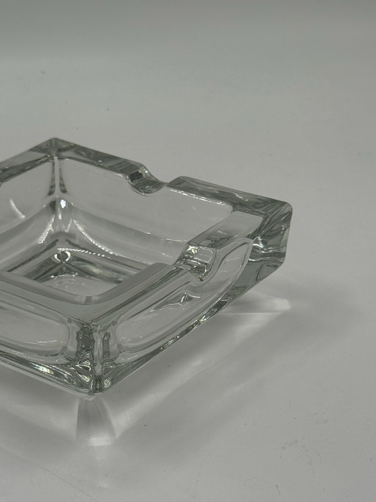 Vintage Clear Glass Square Ashtray