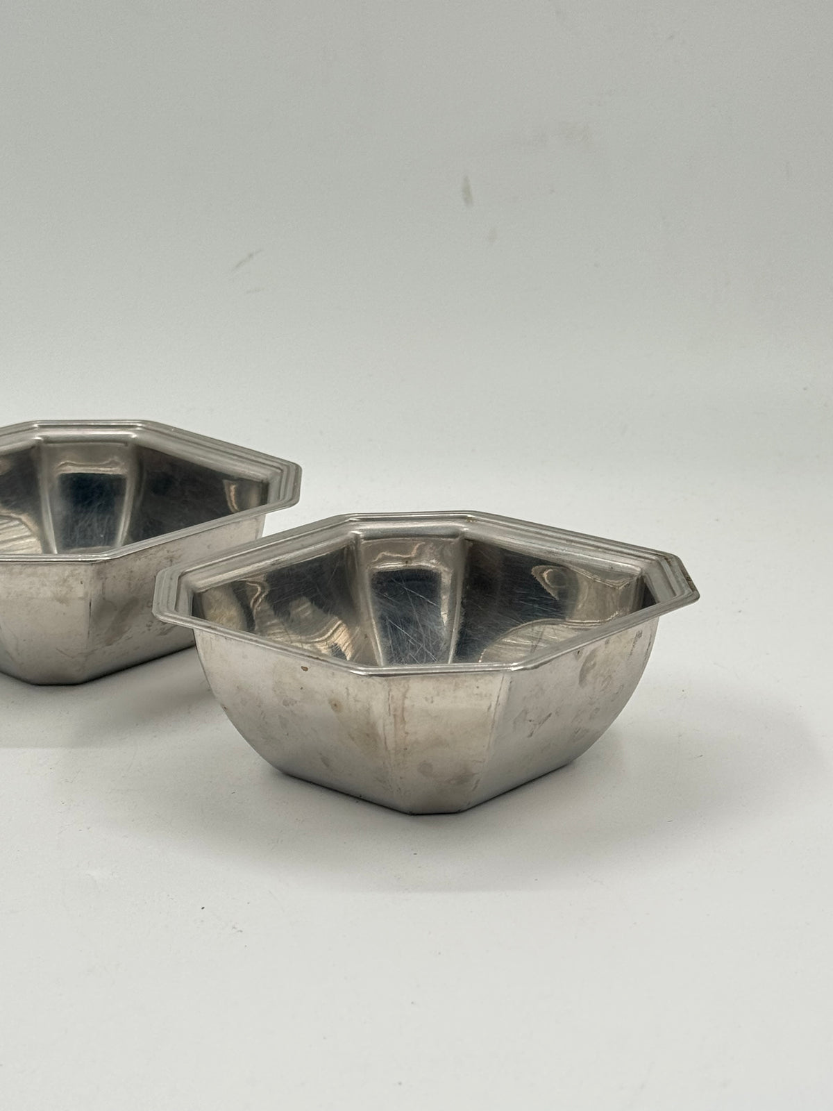 Set of 2 Small Silver-Plated Octagonal Bowls