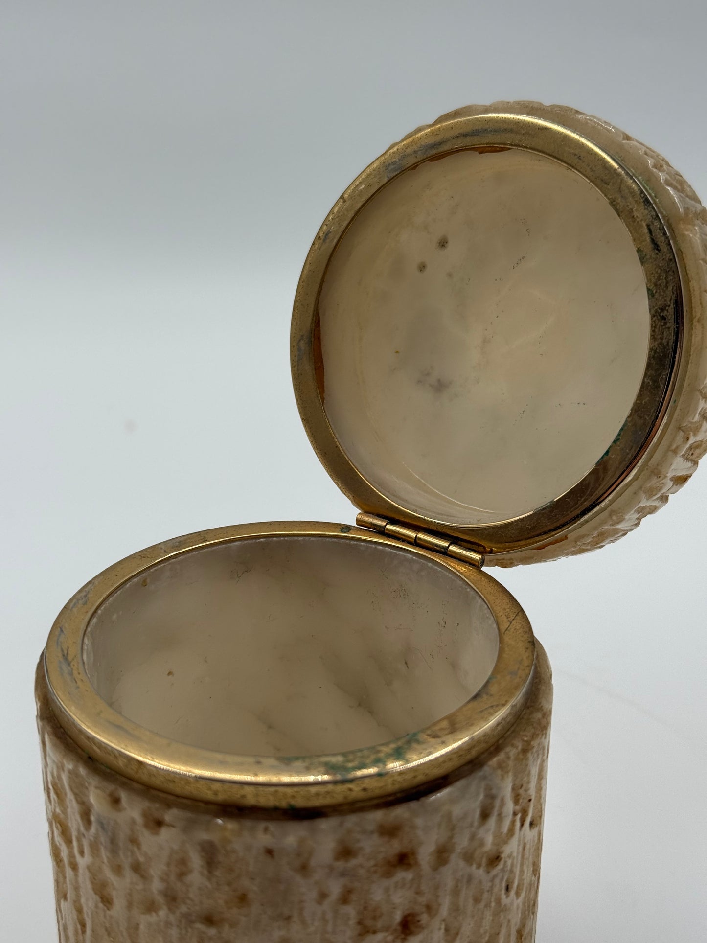 Carved Trinket Box Gold-Trimmed Lid