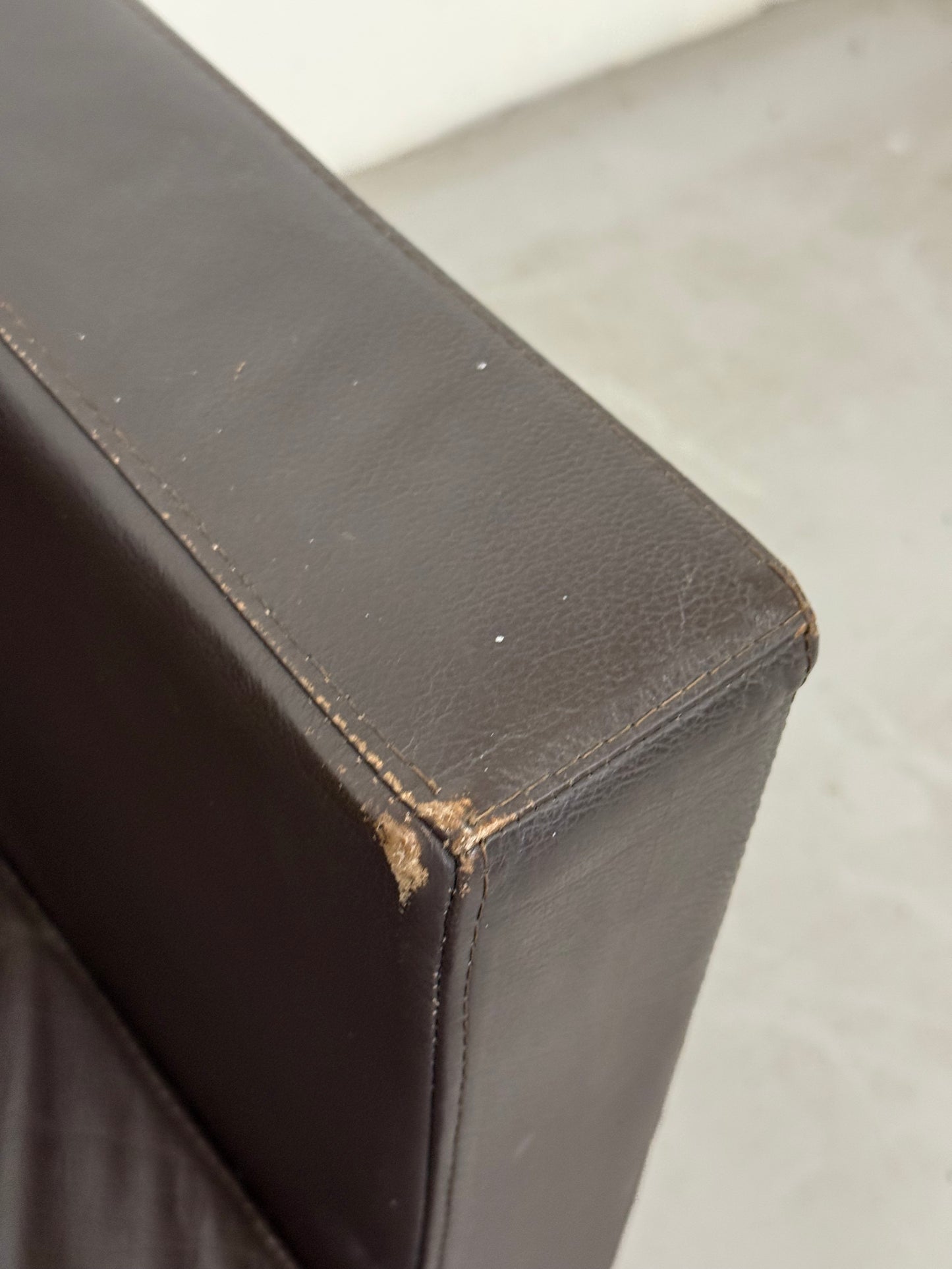 Vintage Brown Leather Armchair with Swivel Side Table