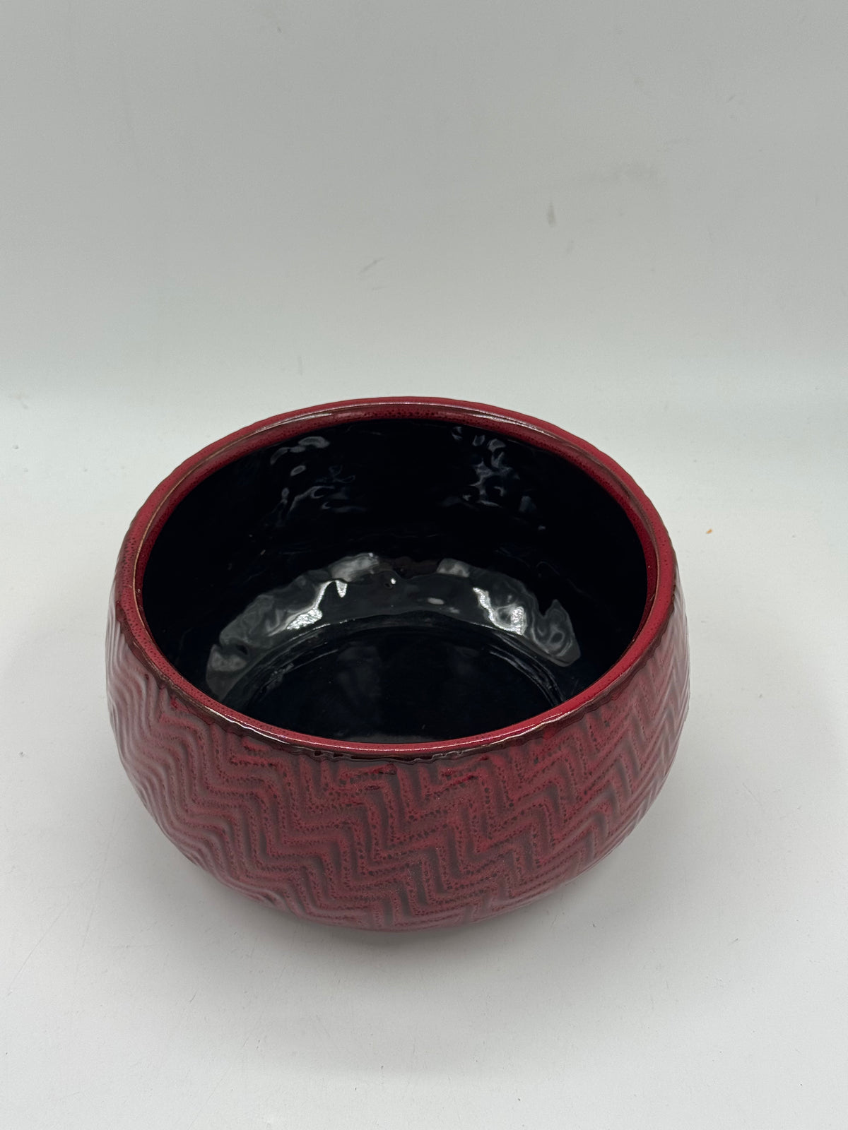 Vintage Textured Oxblood Ceramic Bowl