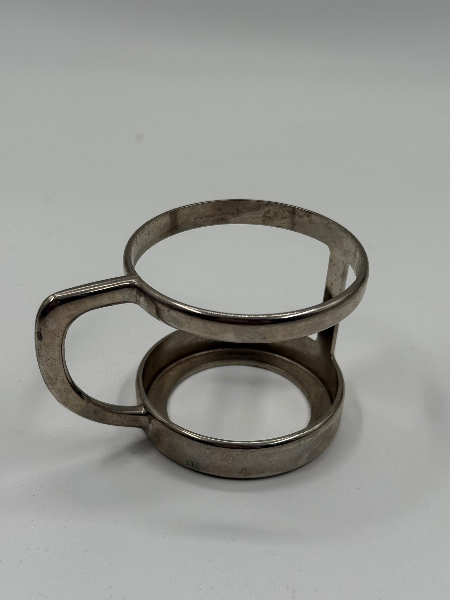 Modernist Tea Glasses with Sculptural Steel Holders, Set of Five (1970s)