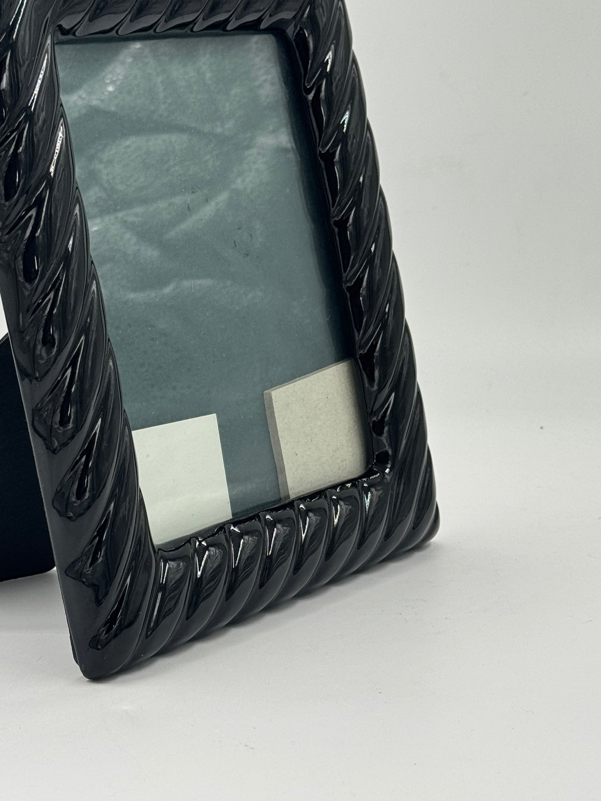 Black Lacquered Picture Frame with Twisted Rope Border