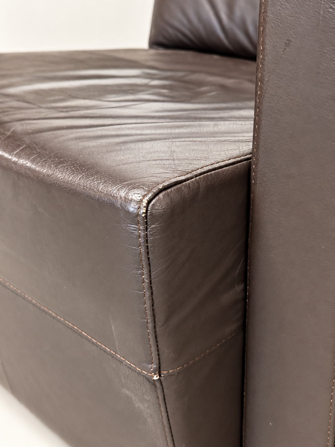 Leather Armchair with Side Table
