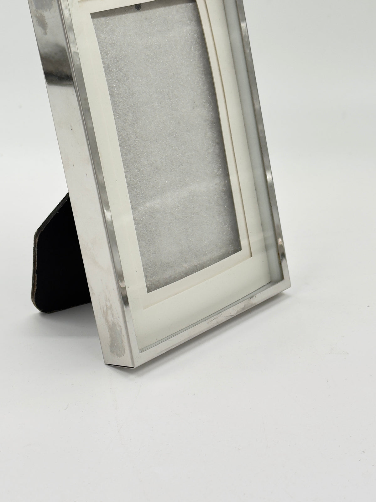 Vintage Silver-Tone Beveled Picture Frame with Easel Back