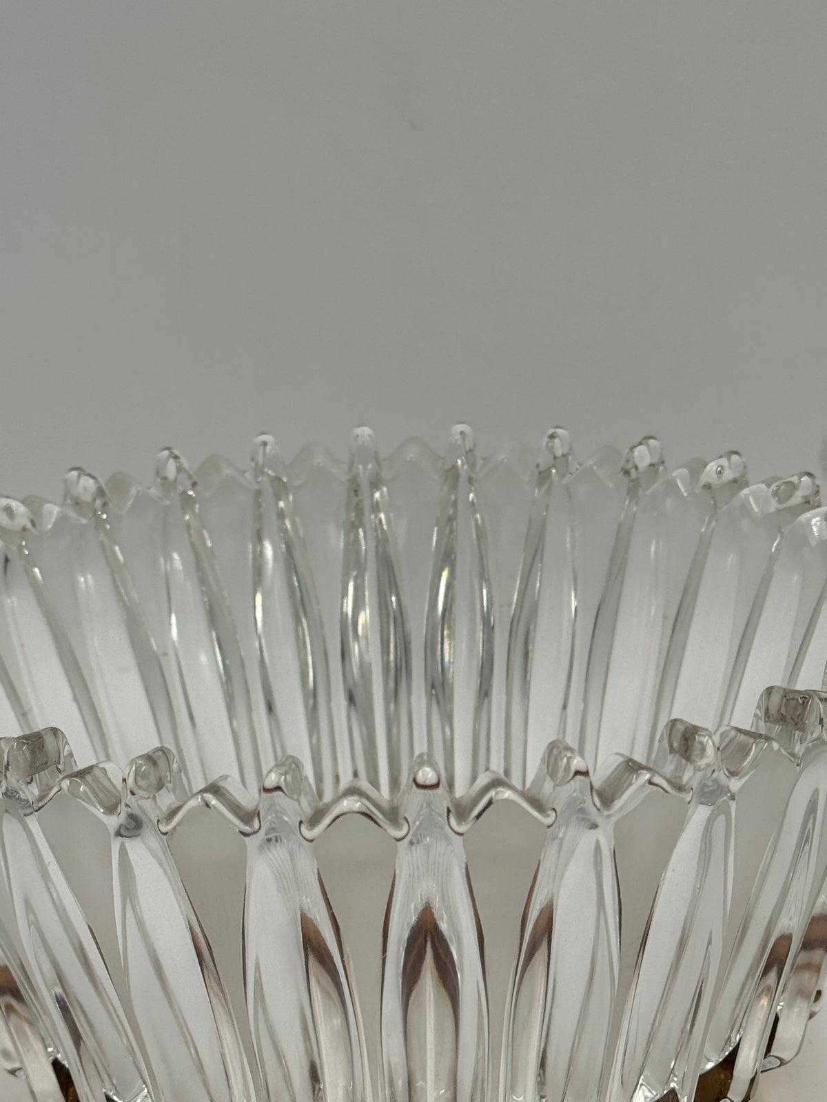 Ribbed Glass Crown Bowl with Brass Base