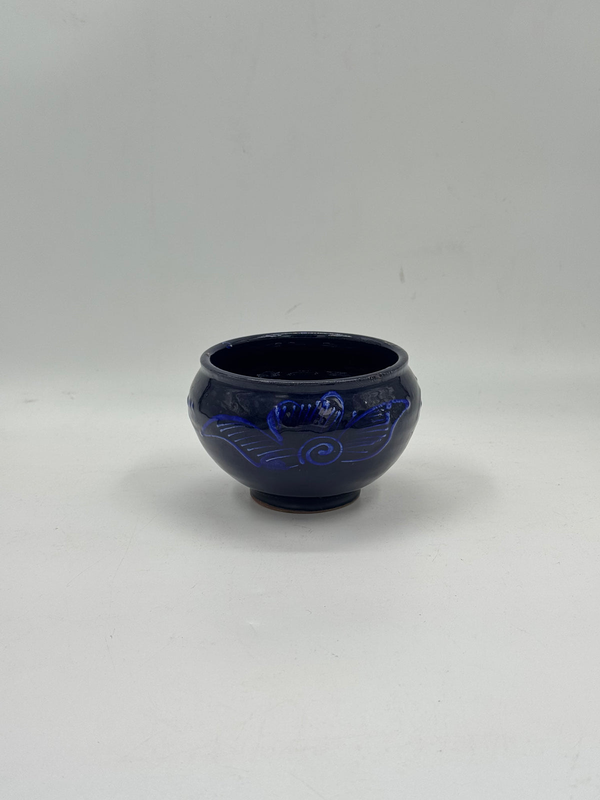 Vintage Handmade Cobalt Blue Ceramic Bowl